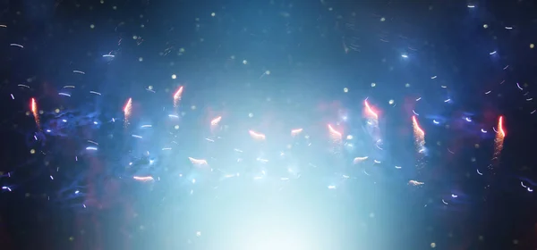 Background Abstract Black Blue Glitter Lights Fireworks Defocused — 图库照片