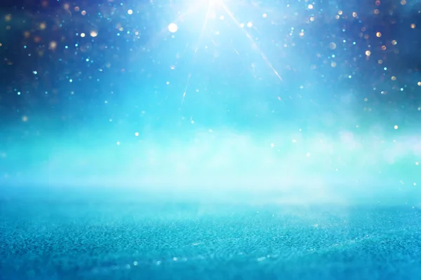 นหล งของแสงส ทองนามธรรมส าเทอร ควอยส และส นแวววาว โฟก — ภาพถ่ายสต็อก