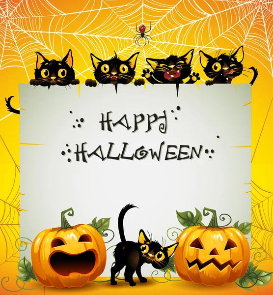 Black Cats Halloween background — Stock Vector