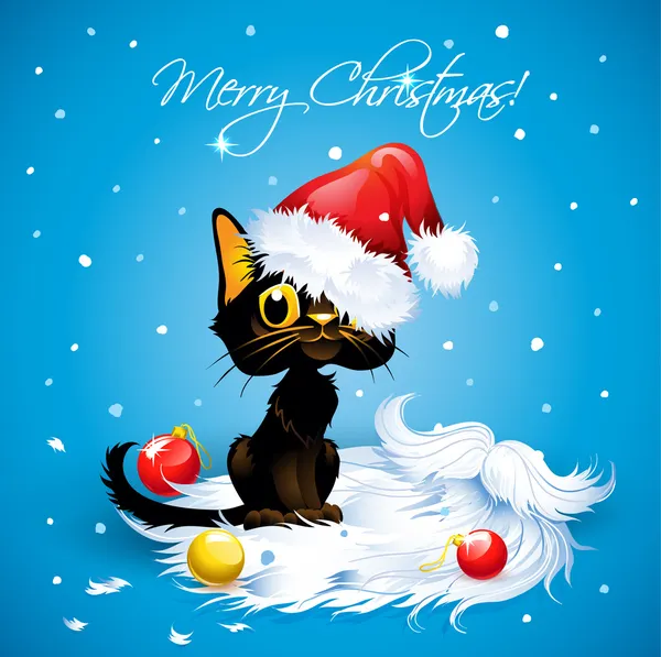 Гумористичні кота в капелюсі Санта Клауса — стоковий вектор