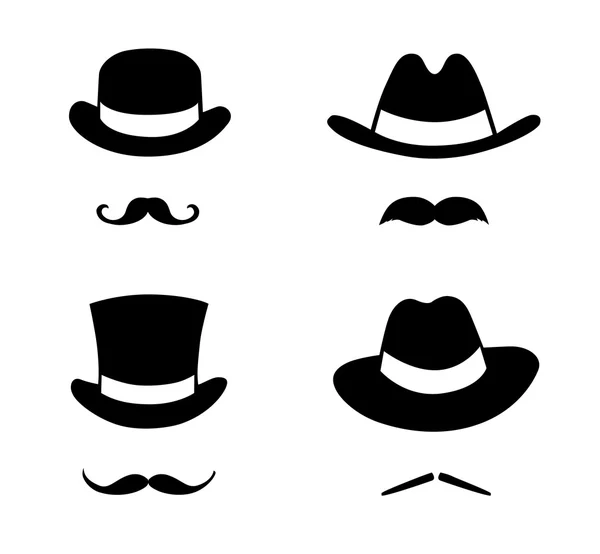 Retro set hat and mustache. — Stock Vector