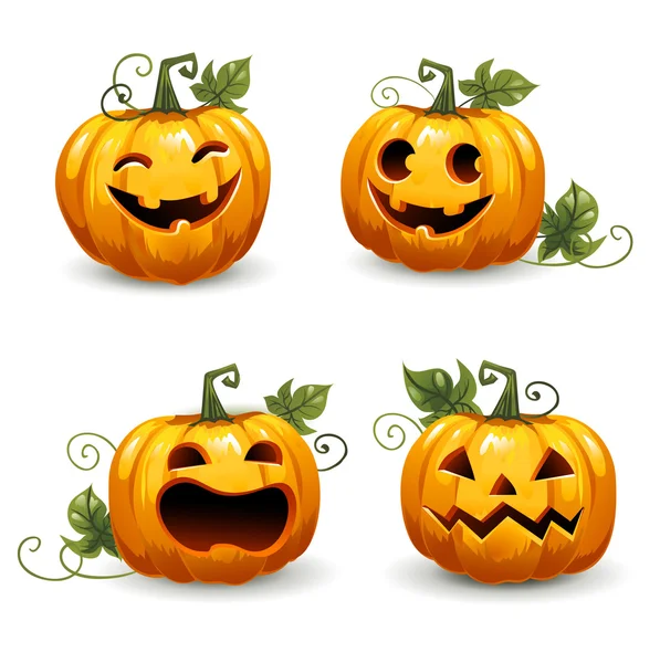 Set pumpkins for Halloween. Set of smiley faces. — Stock Vector