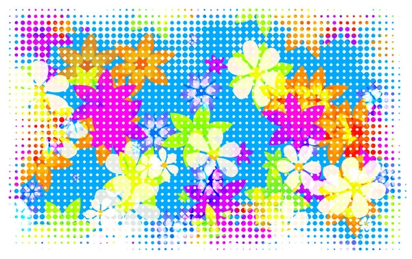 Colored Flowers Raster Effect — 图库照片