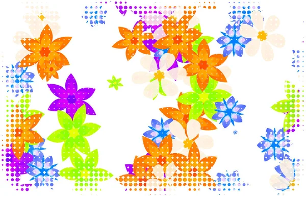 Colored Flowers Raster Effect — Stock Photo, Image