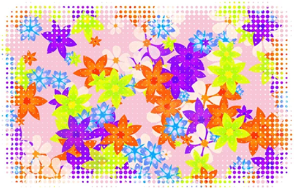 Gekleurde Bloemen Met Rastereffect — Stockfoto