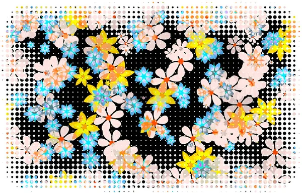 Colored Flowers Raster Effect — 图库照片