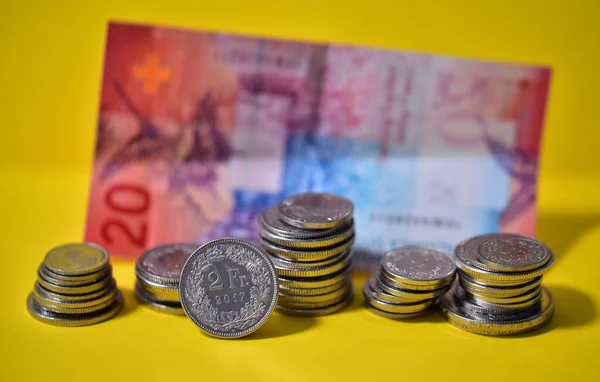 Monedas Dinero Billetes Suiza Zwitserland — Foto de Stock
