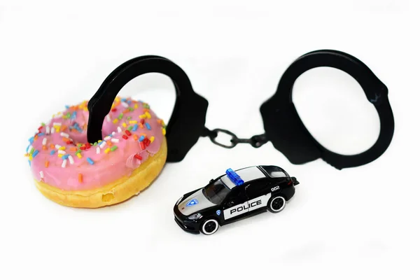 Funny Handcuffs Police Toy Car Donut — Foto de Stock
