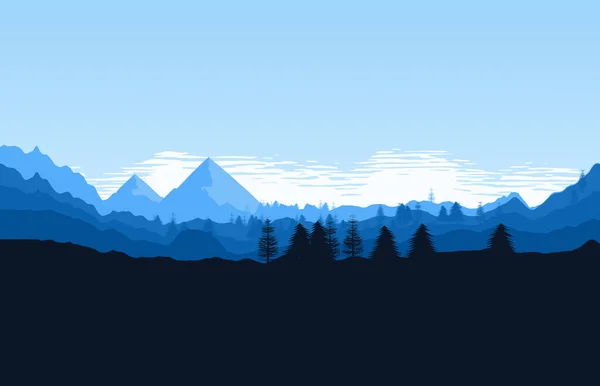 Mountain Landscape Blue Colored Illustration — Stock Photo, Image