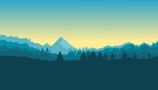 mountain landscape blue colored illustration