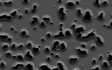 Siyah ve beyaz noktalı soyut bir arkaplan. 3d illüstrasyon, görüntüleme, resim.