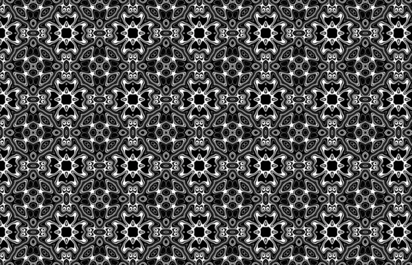 Černo Bílý Květinový Vzor Abstraktní Pozadí — Stock fotografie