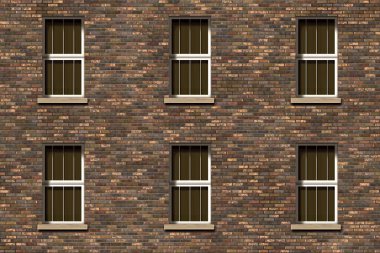 tuğla duvar ve pencereli pencereler