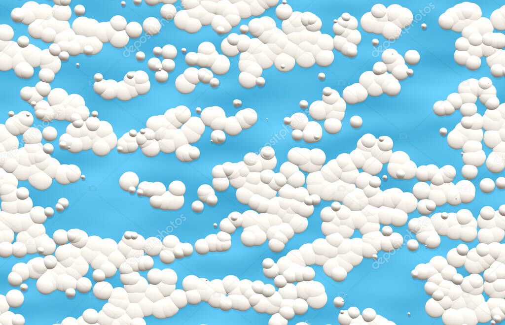 3d rendering of a white and blue sky background