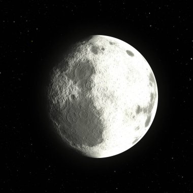 Gece gökyüzünde ay ve yıldızlar