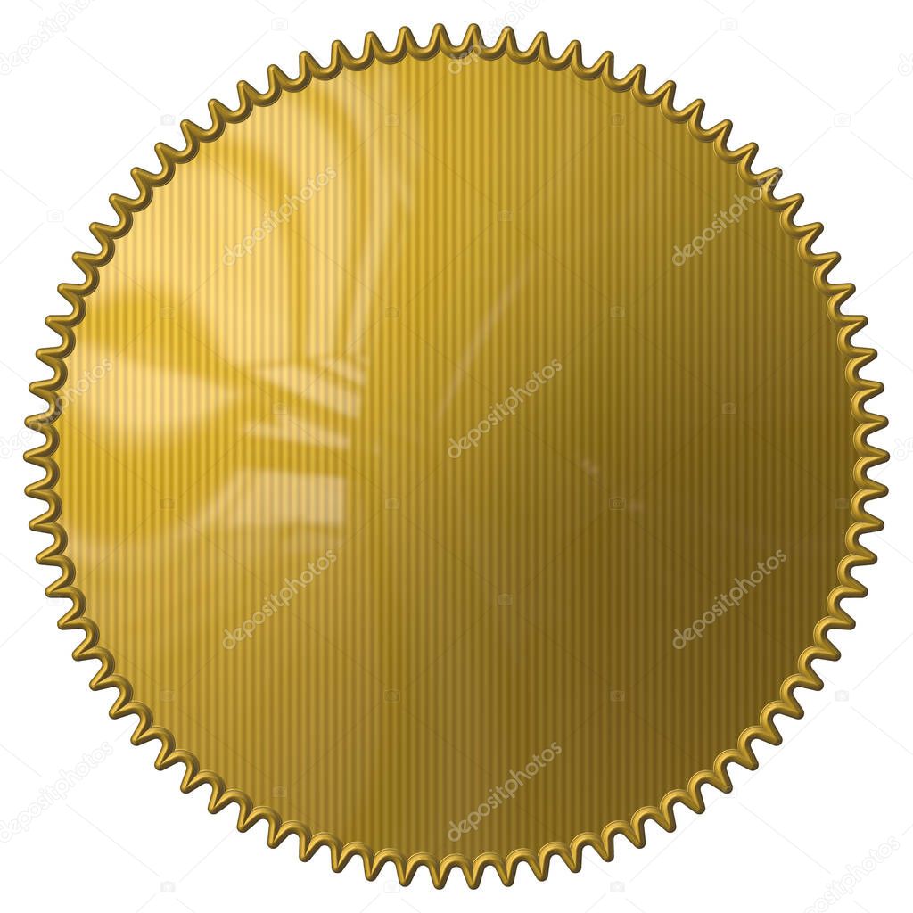 gold stamp with shadow on white background