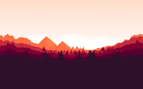 Ilustración Vectorial Montañas Bosques —  Fotos de Stock