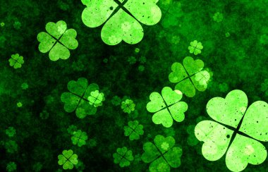 Parlayan parlak şanslı yoncalar.