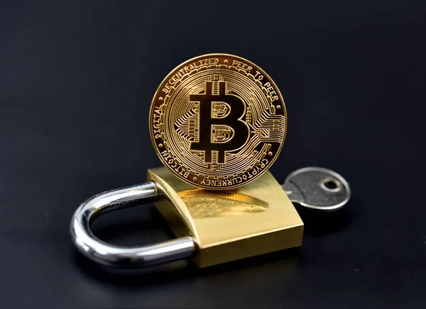 Altın bitcoin ile metal asma kilit