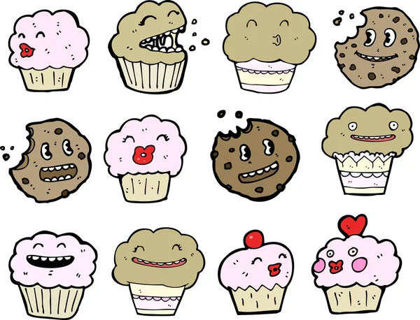 Bolinhos vs muffins desenhos animados —  Vetores de Stock