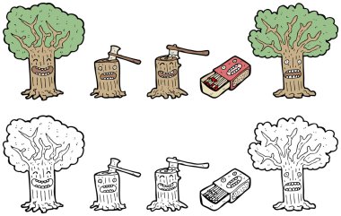 Cartoon deforestation collection clipart