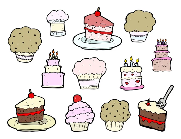 Conjunto de tartes desenhos animados — Vetor de Stock