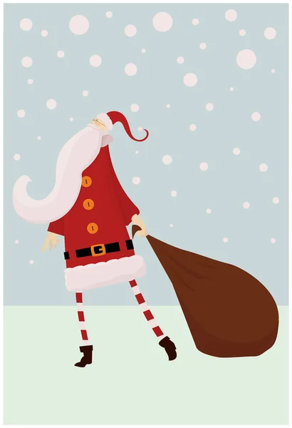 Papai Noel e saco na neve —  Vetores de Stock