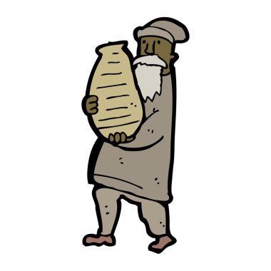 baston karikatür ile yaşlı adam