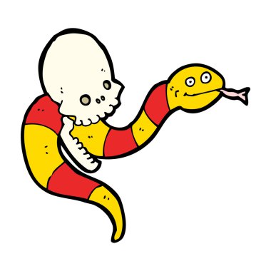 Spooky skull snake karikatür