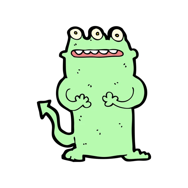 Groene kleine cartoon monster — Stockvector