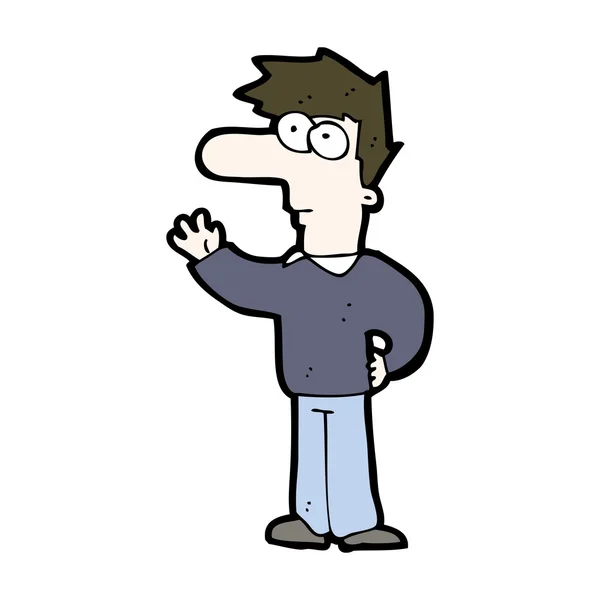 Fuchtelnder Mann in blauer Zeichentrickfigur — Stockvektor