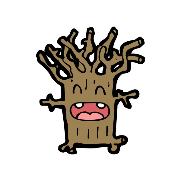Ευτυχισμένη δέντρο χαρακτήρα κινουμένων σχεδίων — Διανυσματικό Αρχείο