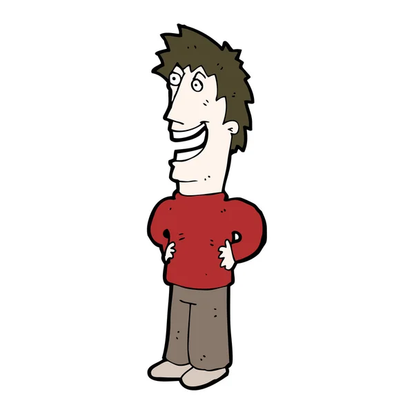 Gelukkig man in rode cartoon glimlachen — Stockvector