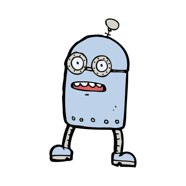Komik mavi robotun çizgi film — Stok Vektör