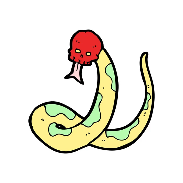 Spooky rojo cráneo serpiente de dibujos animados — Vector de stock