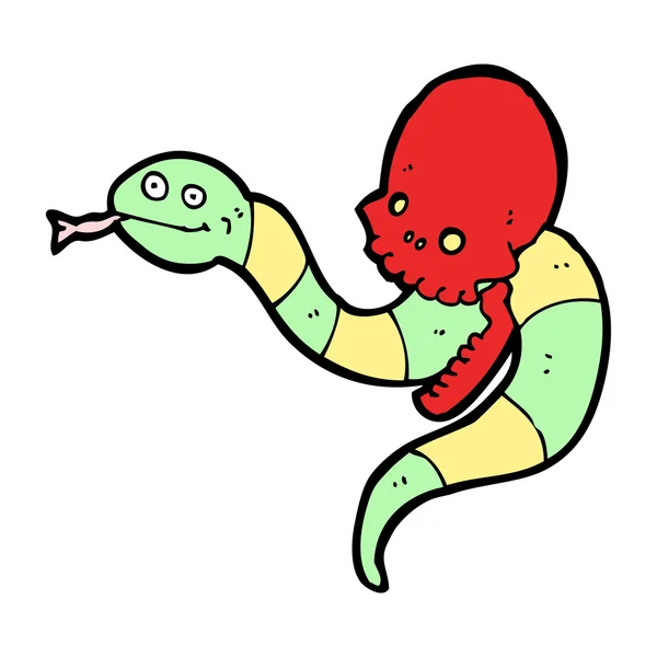 Serpiente de dibujos animados y cráneo rojo — Vector de stock