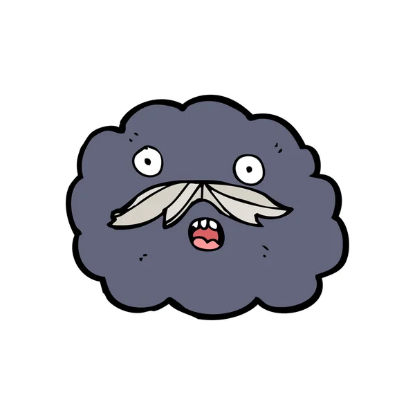 Desenhos animados nuvem de chuva velha com bigode — Vetor de Stock