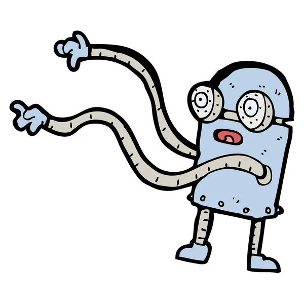 Robot de dibujos animados con manos largas — Vector de stock