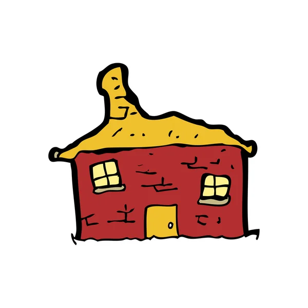 Tumbledown vecchio cartone animato casa rossa — Vettoriale Stock