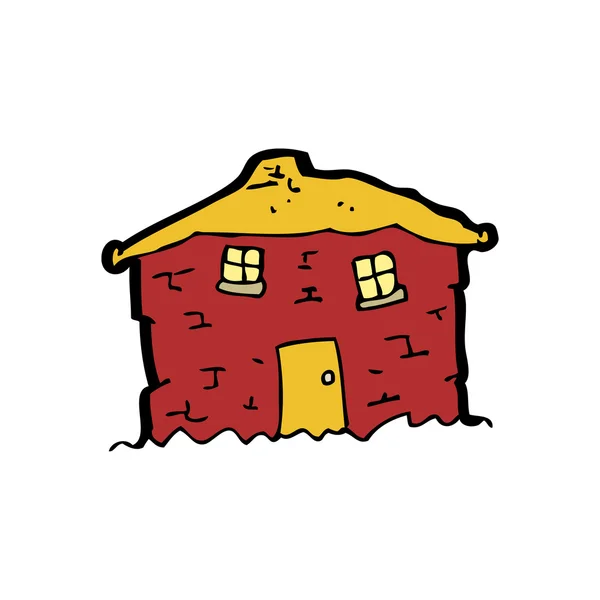 Tumbledown vieja casa roja de dibujos animados — Vector de stock