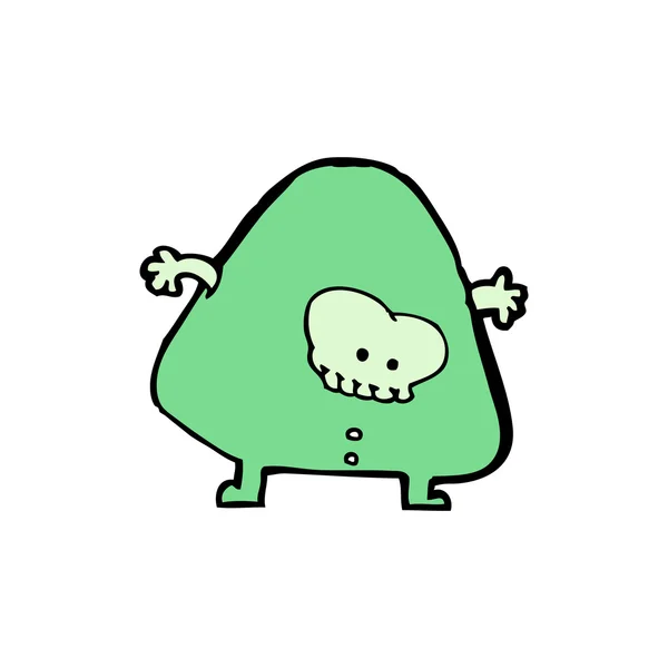 Divertido personaje verde de dibujos animados halloween — Vector de stock