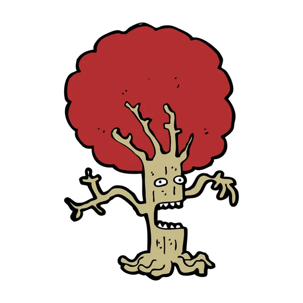 Cartoon skrämde röd träd — 图库矢量图片