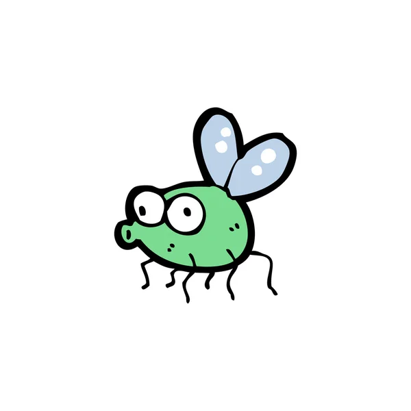 Loco verde mosca de dibujos animados — Vector de stock
