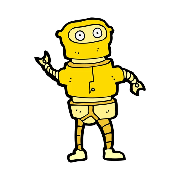 Cartoon viftande gul robot — Stock vektor