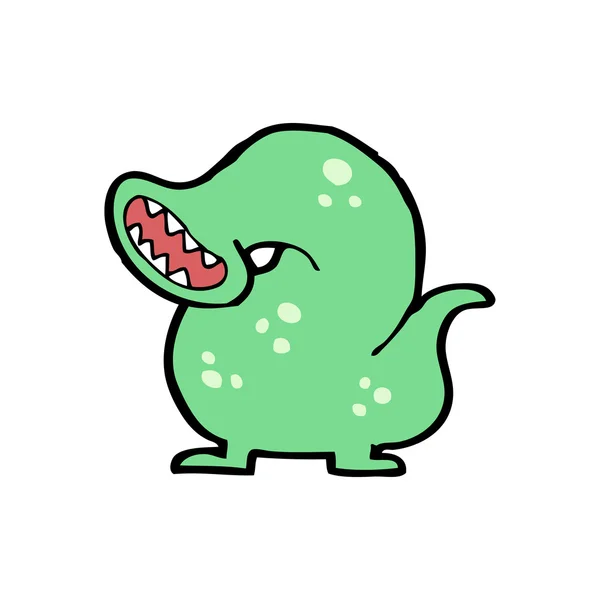 Verde cartone animato mostro con grande bocca invece di faccia — Vettoriale Stock