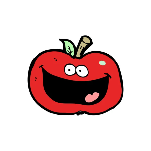 แฮปปี้ แดงแอปเปิ้ลการ์ตูน — ภาพเวกเตอร์สต็อก