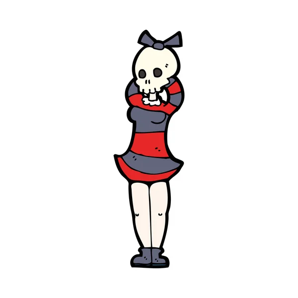 Cartoon skull head girl — Stock Vector