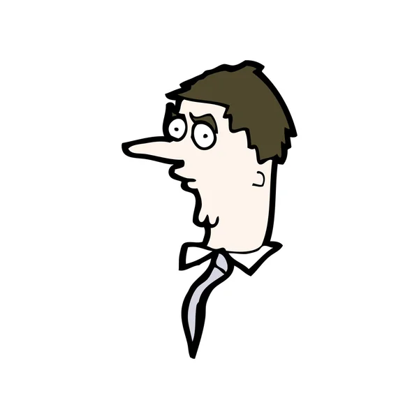 Γελοιογραφία του ανθρώπου πρόσωπο με σοκαρισμένος έκφραση — Διανυσματικό Αρχείο