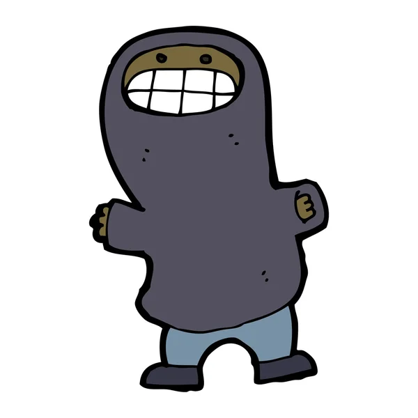 Cartoon grijnzende jongen in hooded sweatshirt — Stockvector