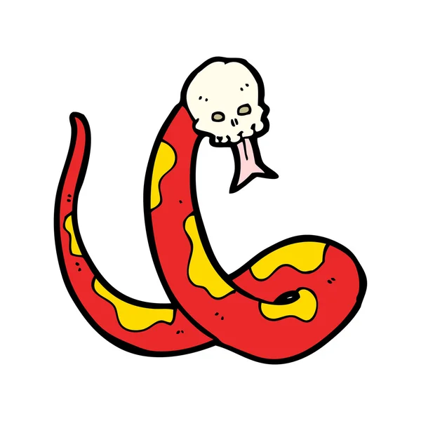 Kartun tengkorak dan tato ular - Stok Vektor